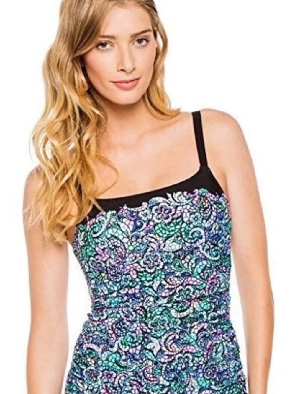 Profile By Gottex Women’s Swimsuit Bathing Tankini Swim Top Stained Glass 16